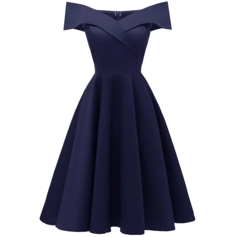 Off-Shoulder Retro Swing Dress