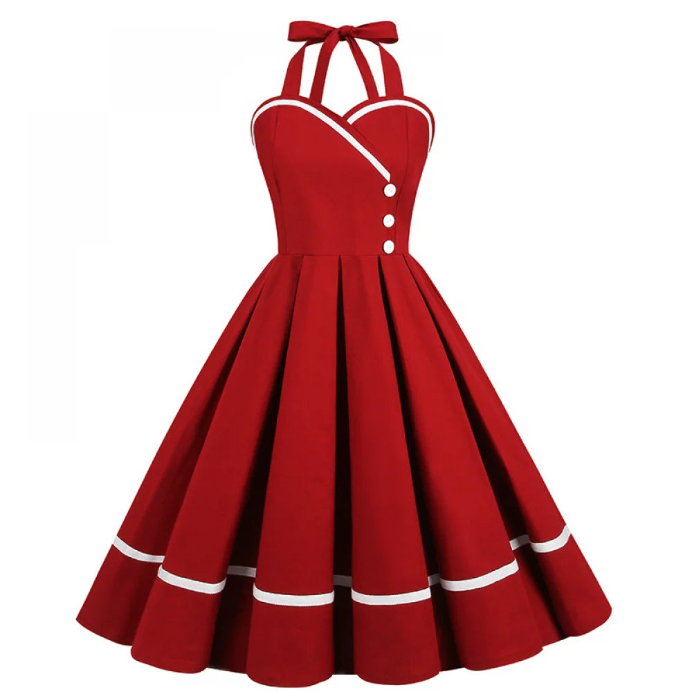 Retro Halter Swing Dress