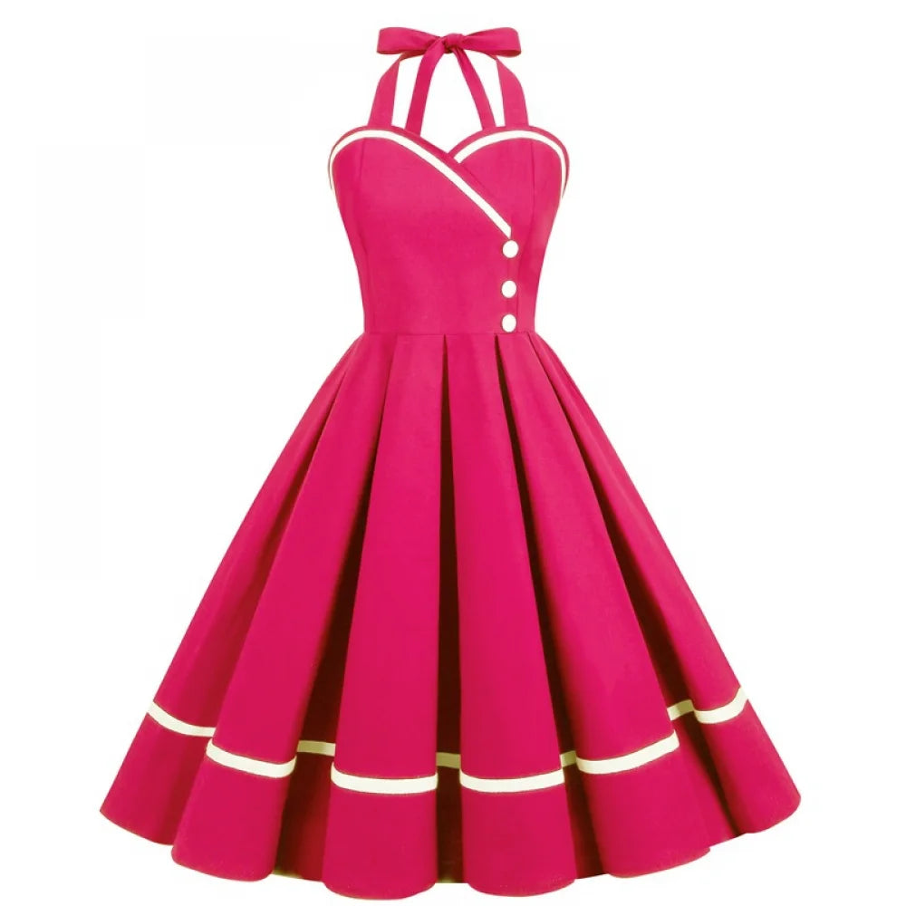Retro Halter Swing Dress