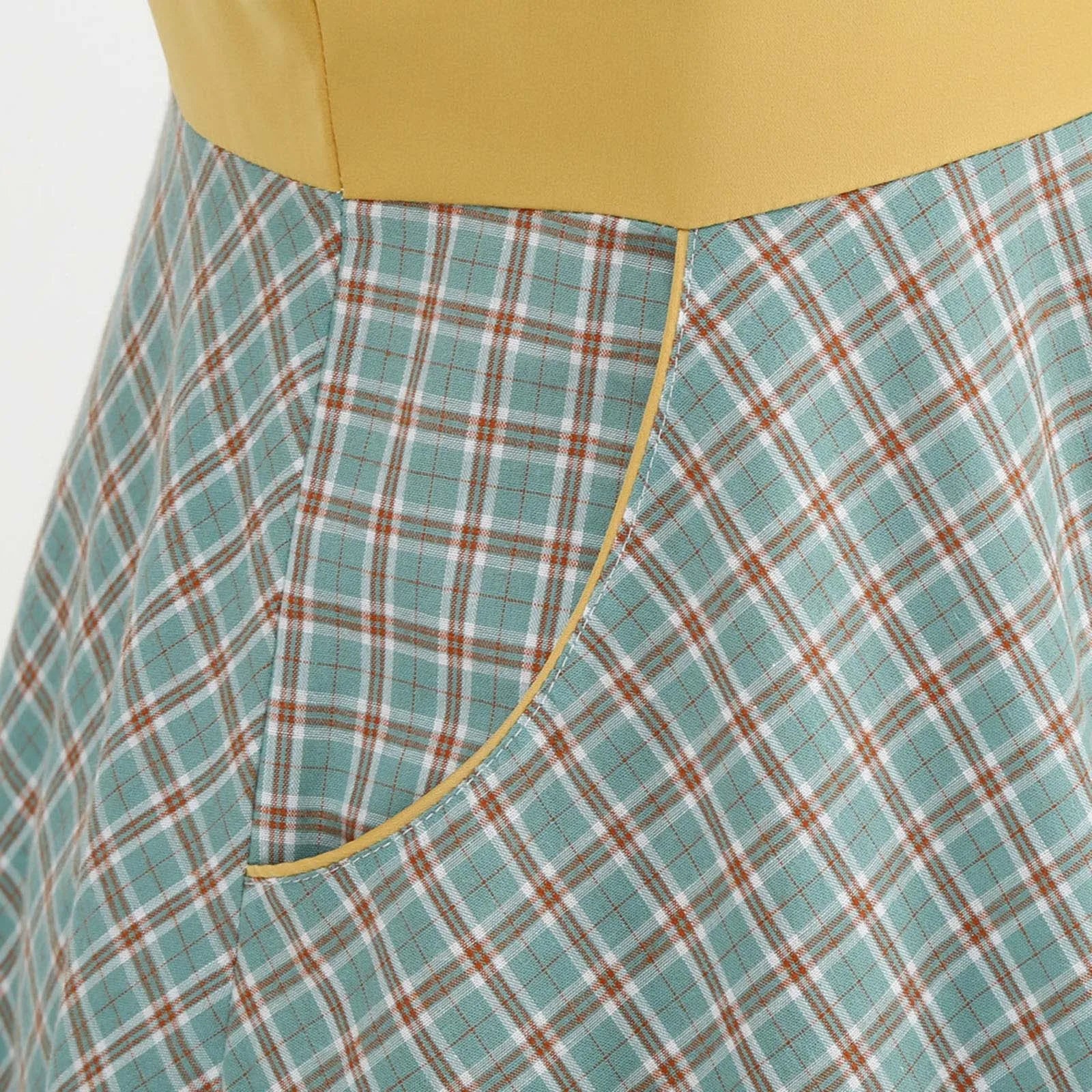 Plaid Bow Collar Swing Dress