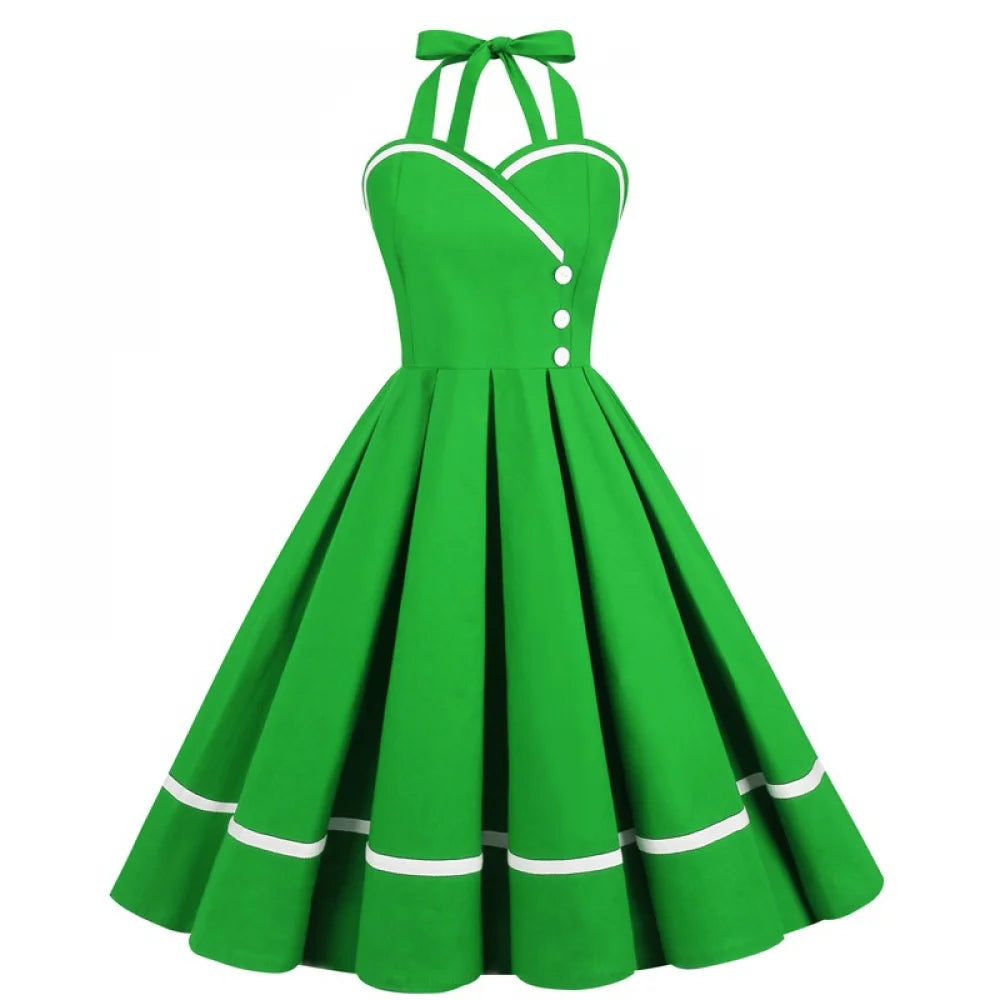 Retro Halter Swing Dress