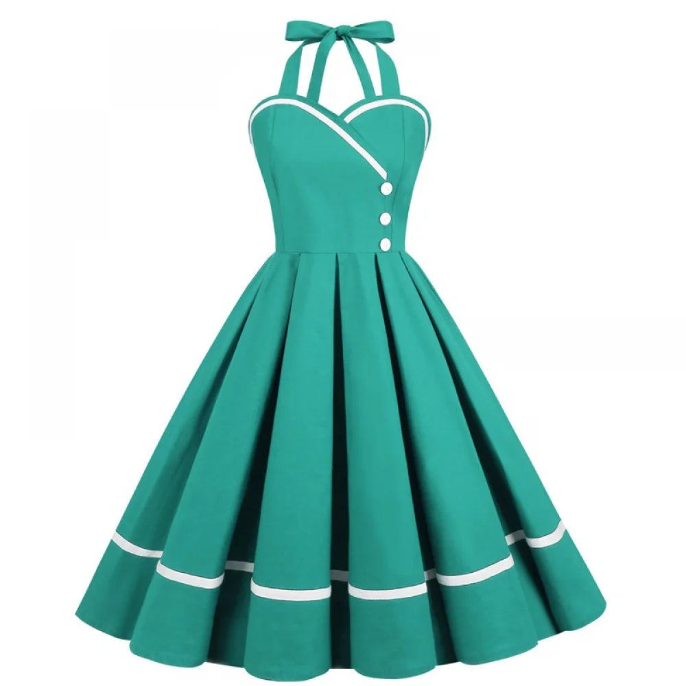 Retro Halter Swing Dress