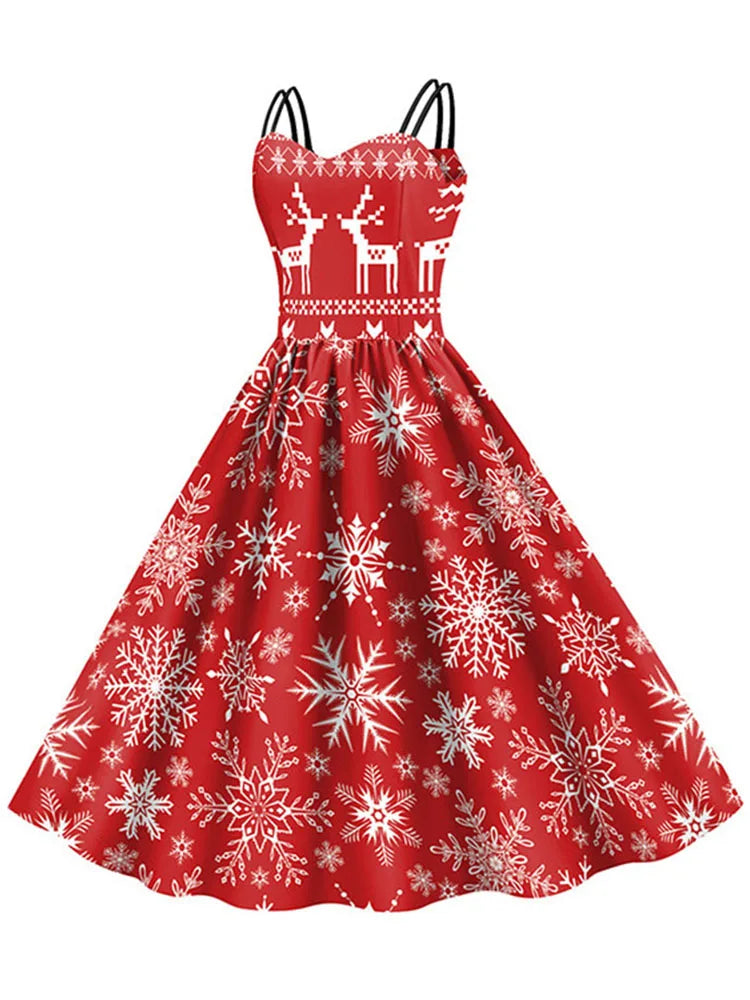 Holiday Snowflake Spaghetti Strap Dress