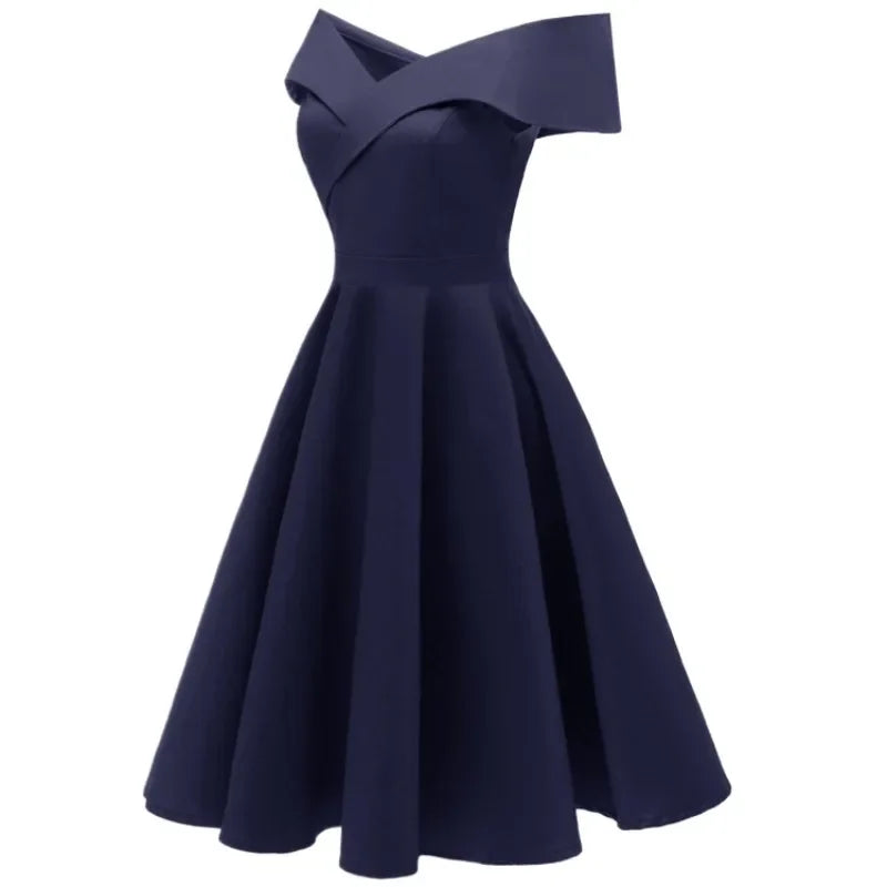 Off-Shoulder Retro Swing Dress
