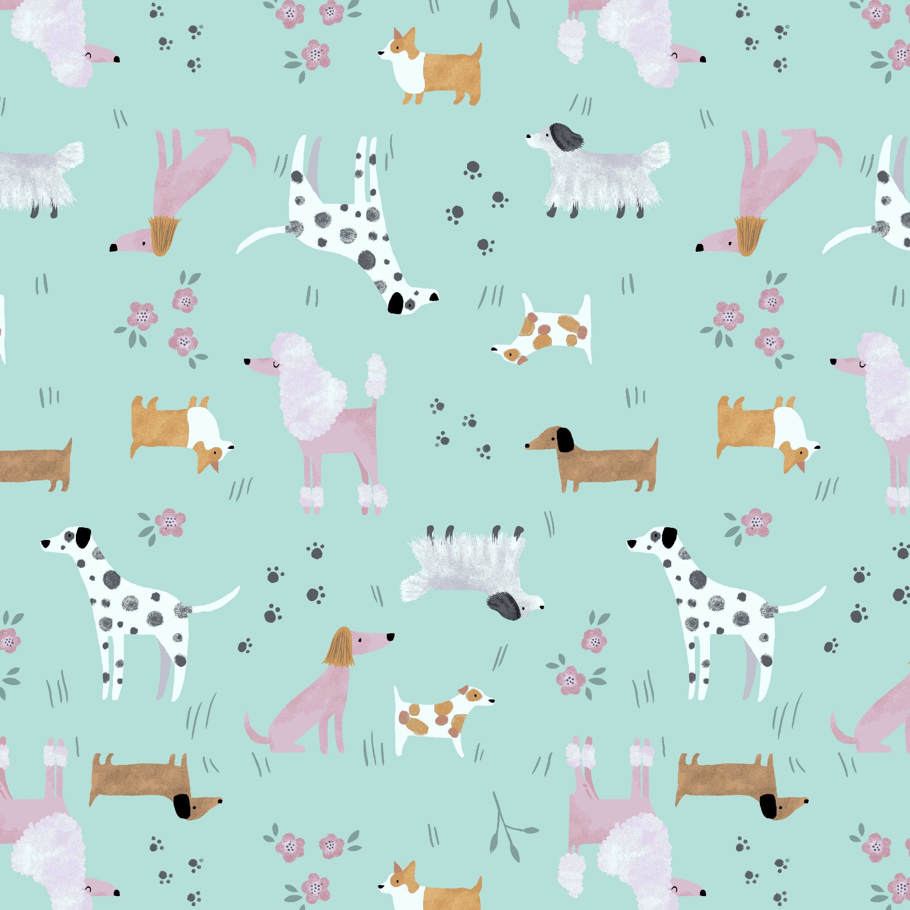 Retro Dogs Collared Dress