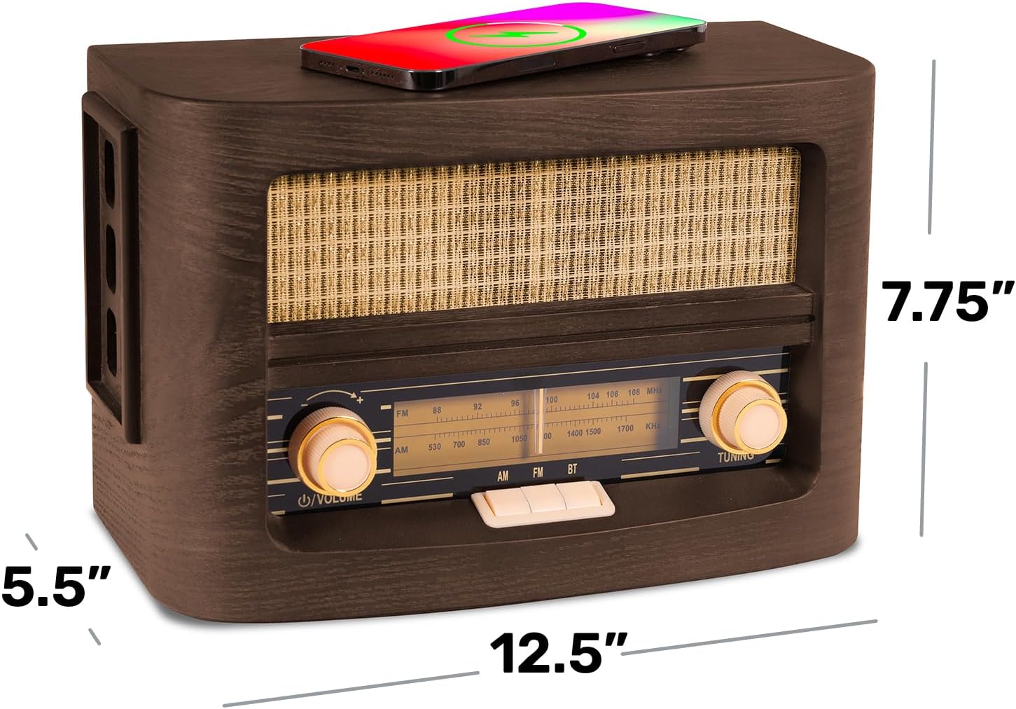 Vintage Retro Bluetooth Radio with Wireless Charging