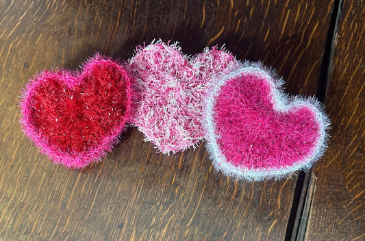 Crochet Heart Dish Scrubbies Set of Three