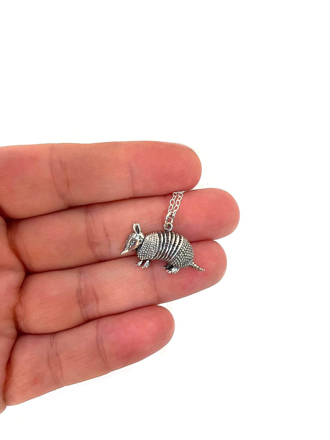 Women's Armadillo Charm Sterling Silver Necklace — Handmade
