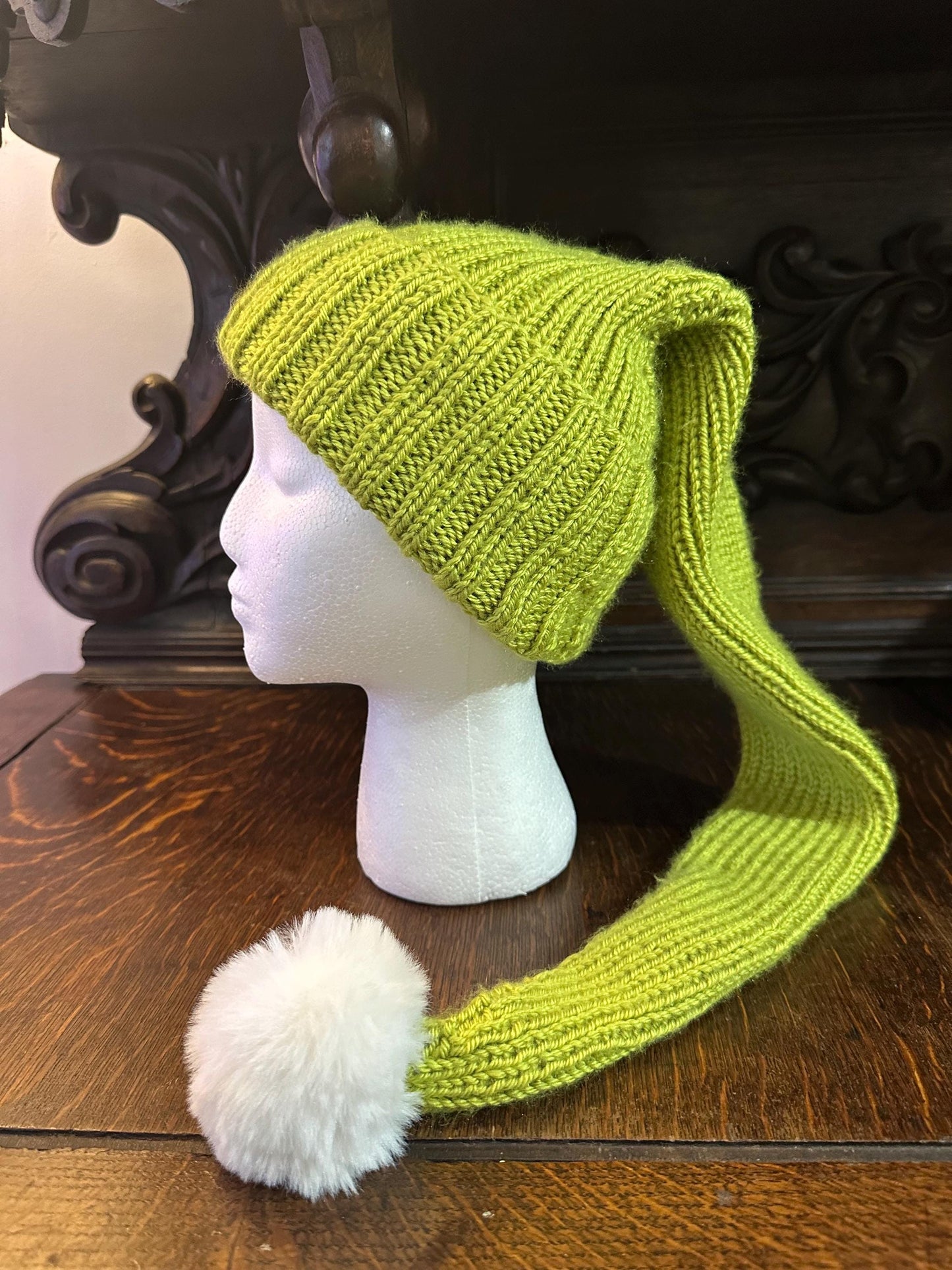 Cozy Long Green Stocking Cap
