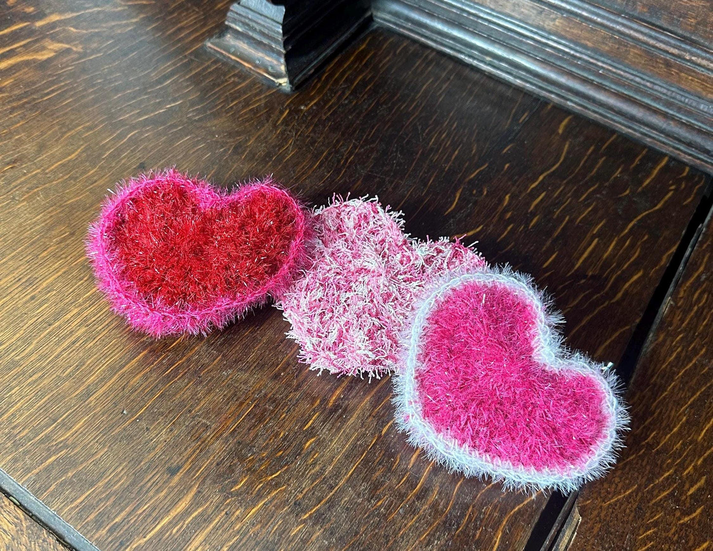 Crochet Heart Dish Scrubbies Set of Three