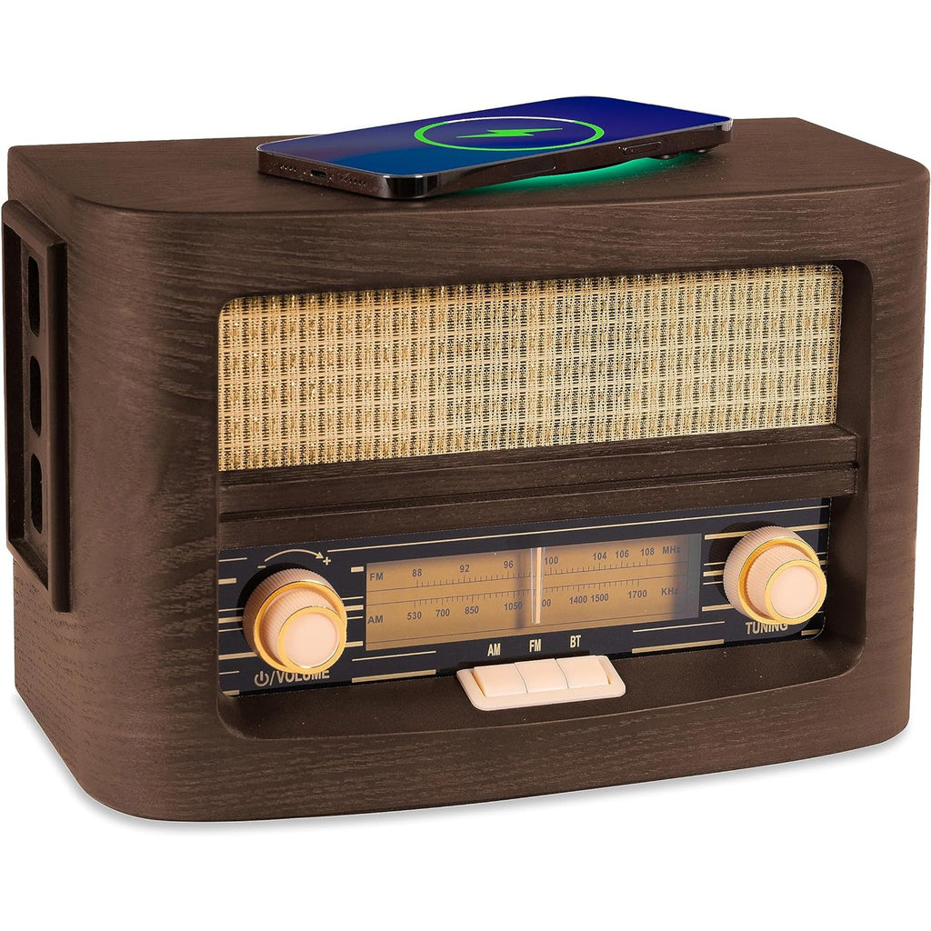 Vintage Retro Bluetooth Radio with Wireless Charging
