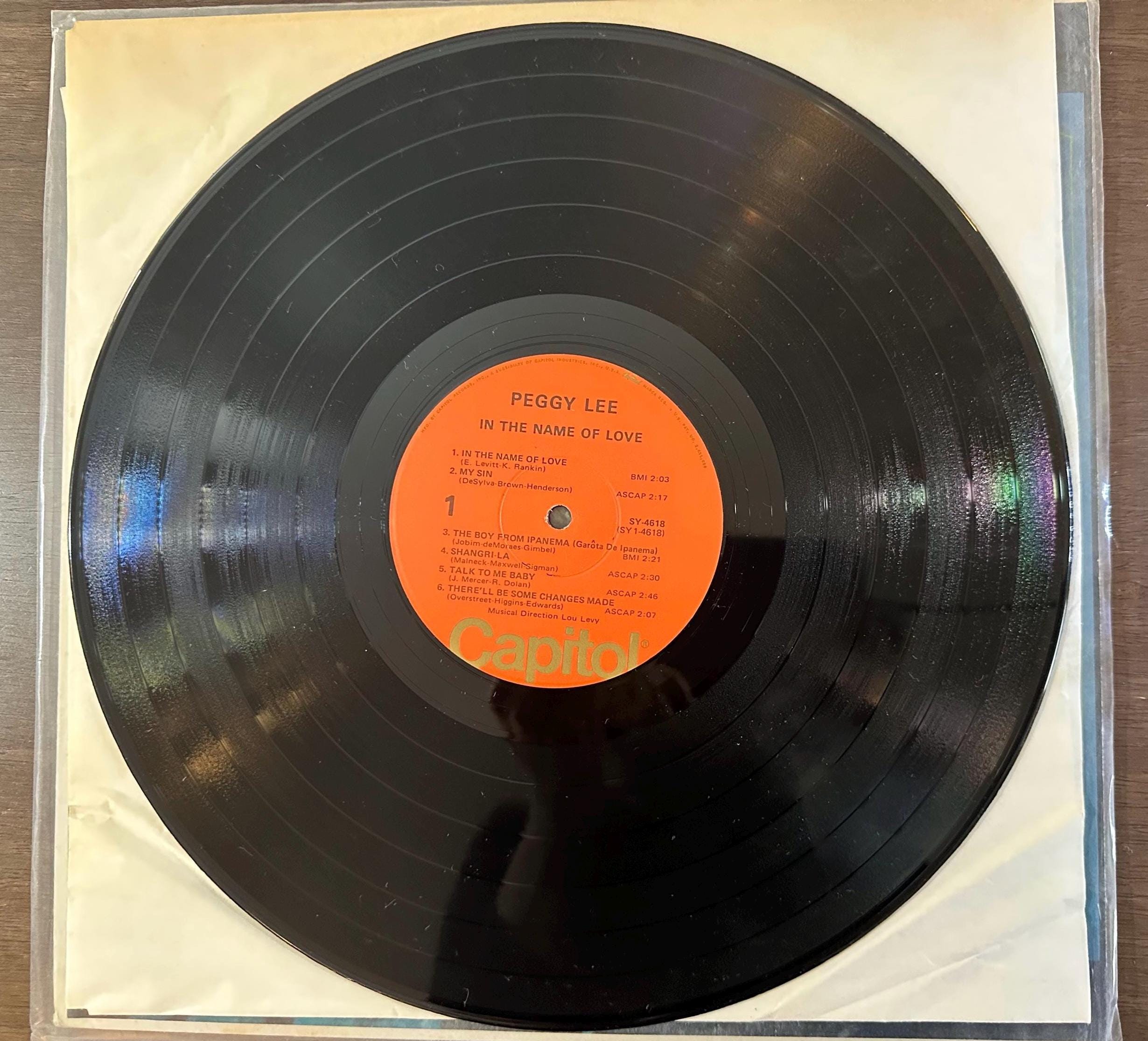 Peggy Lee ~ In The Name Of Love ~ 1974 Capitol Records  SY-4618 VG+ NM Vinyl