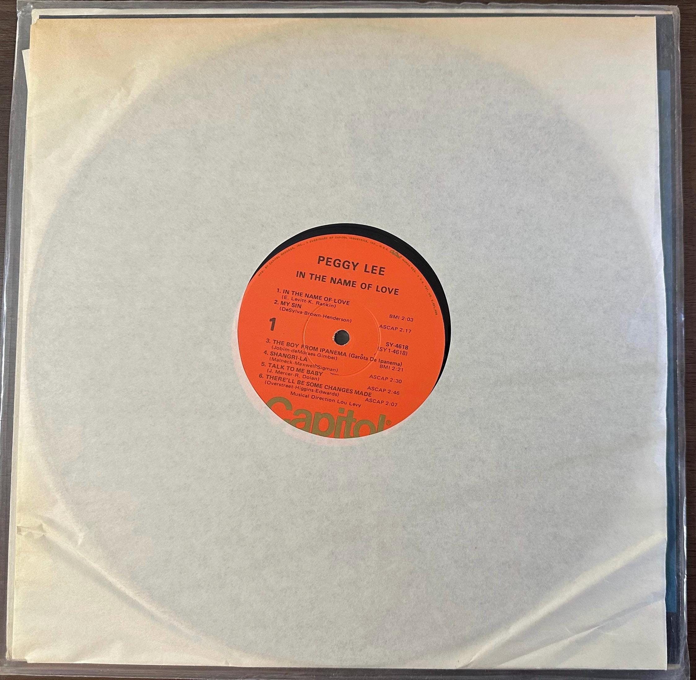 Peggy Lee ~ In The Name Of Love ~ 1974 Capitol Records  SY-4618 VG+ NM Vinyl