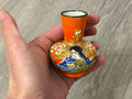 Vintage Japanese Moriage Bud Vase Geisha Girl Hand Painted Orange Miniature