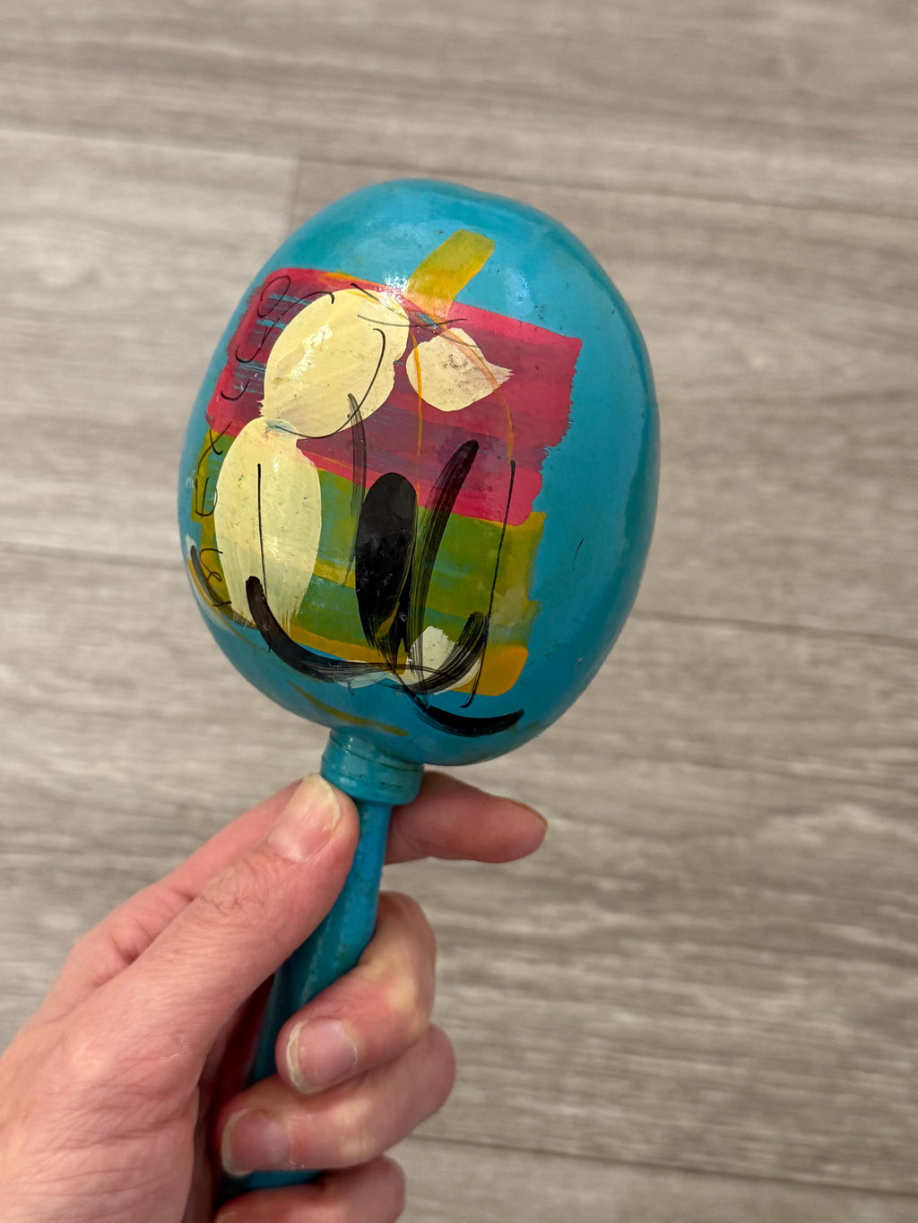 Vintage Painted Rhythm Maraca - Handcrafted Folk Art with Vintage Soul