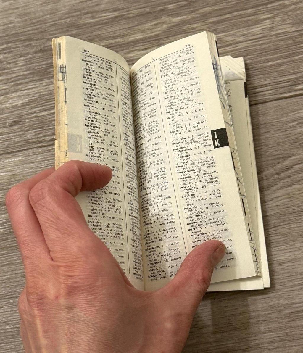 1968 Dennison Spanish-English Pocket Dictionary  Vintage Travel Reference  Pages Torn Away (still included) , Bilingual Mini Book