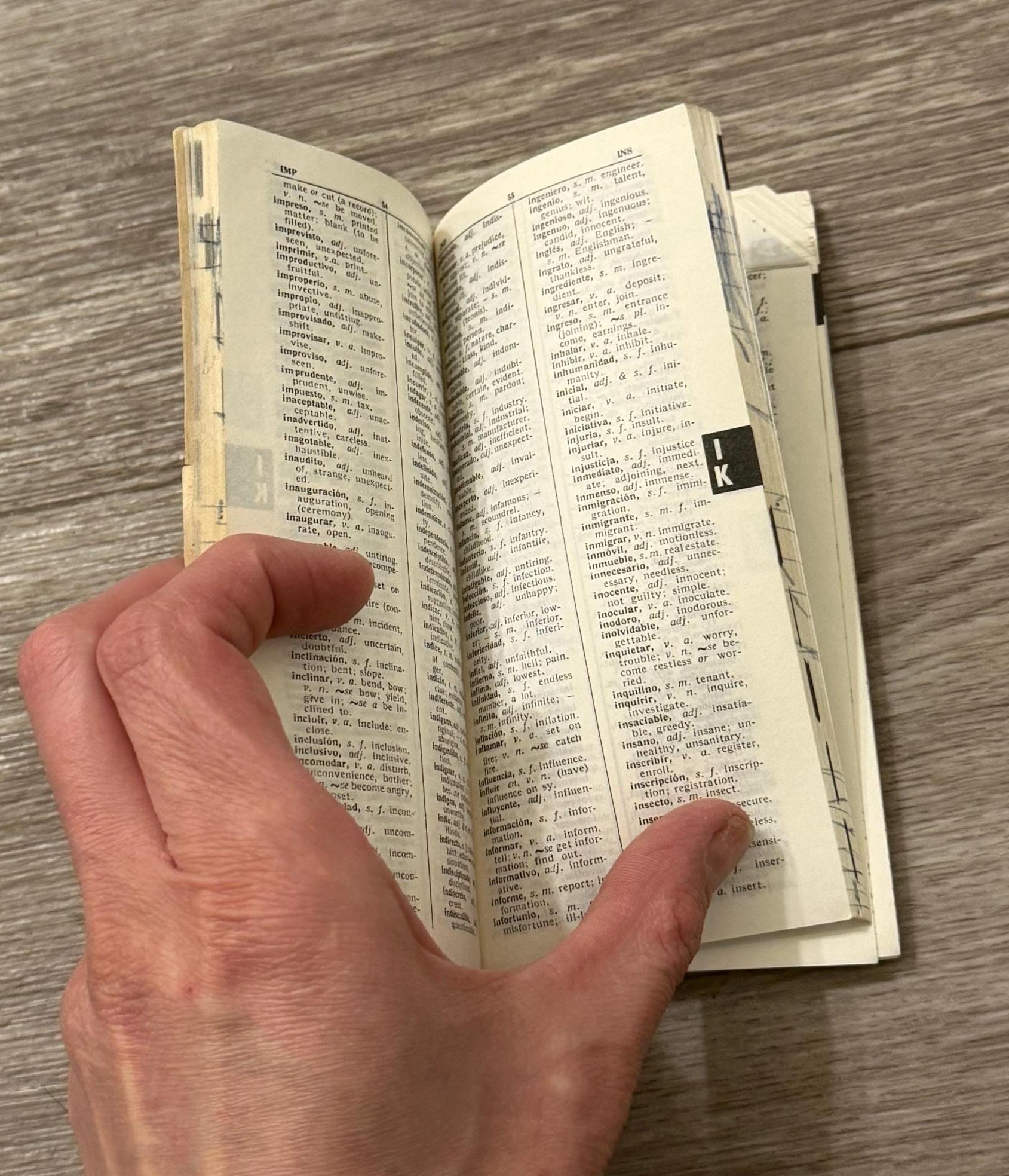 1968 Dennison Spanish-English Pocket Dictionary  Vintage Travel Reference  Pages Torn Away (still included) , Bilingual Mini Book