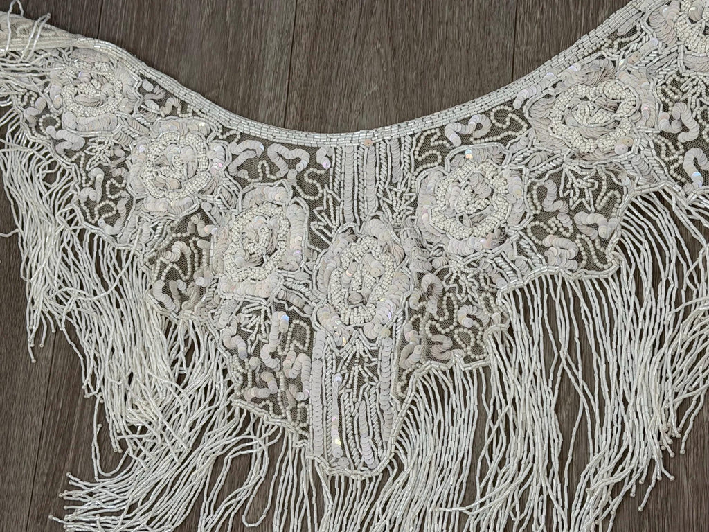 Vintage Beaded Fringe Shawl  Western Fashion Statement Collar
