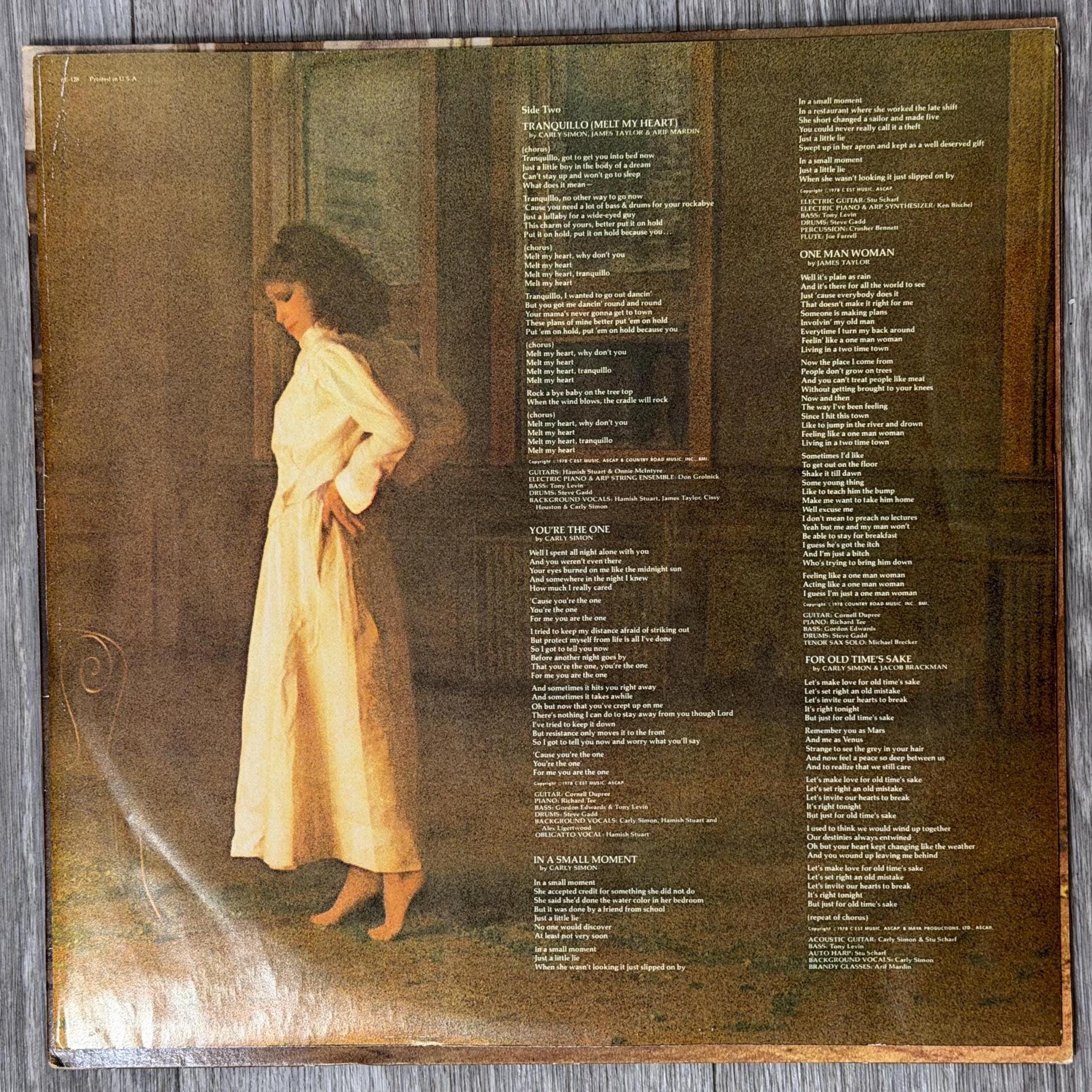 Carly Simon  Boys in the Trees (1978) Vinyl LP 6E128  Vg Record  Vg Sleeve