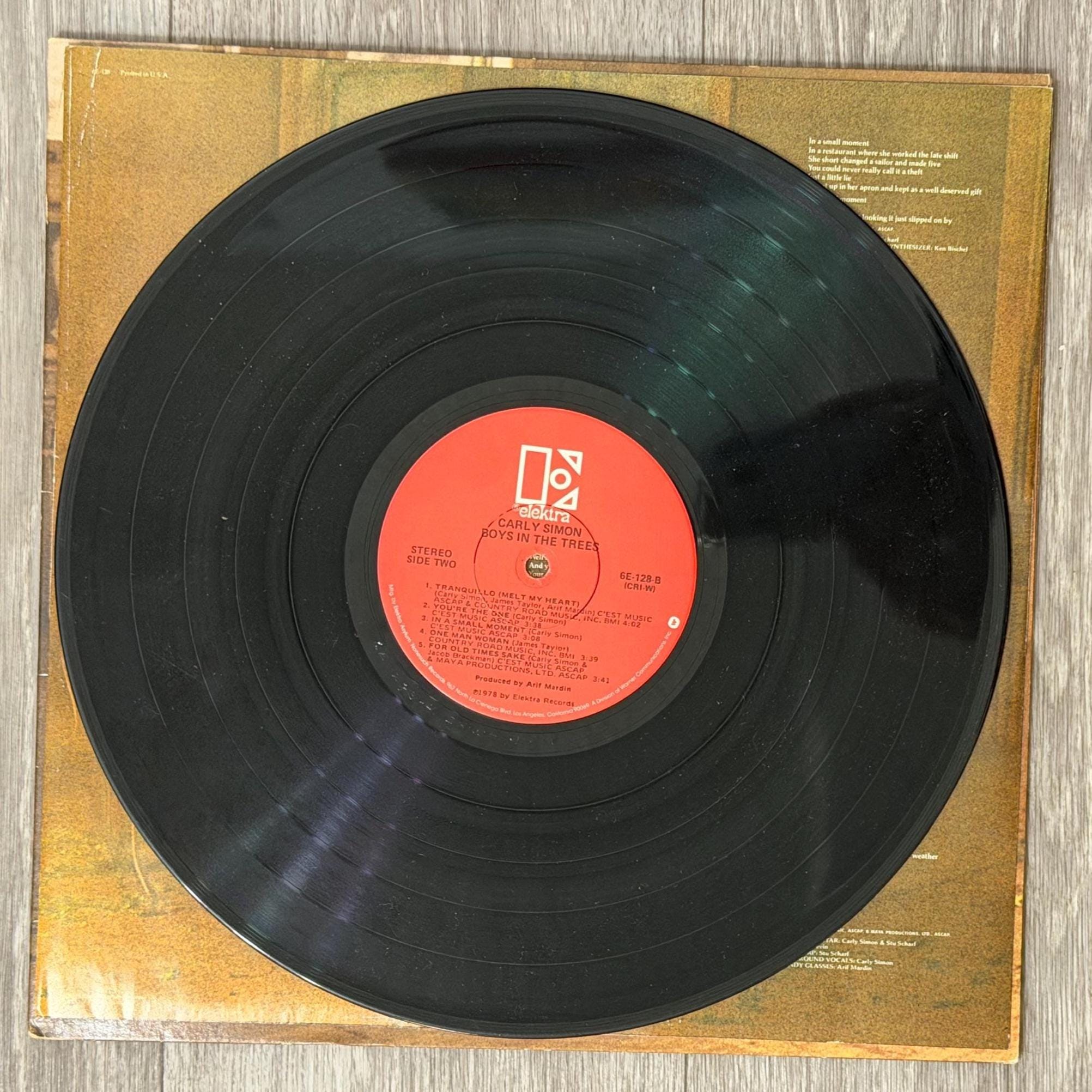 Carly Simon  Boys in the Trees (1978) Vinyl LP 6E128  Vg Record  Vg Sleeve