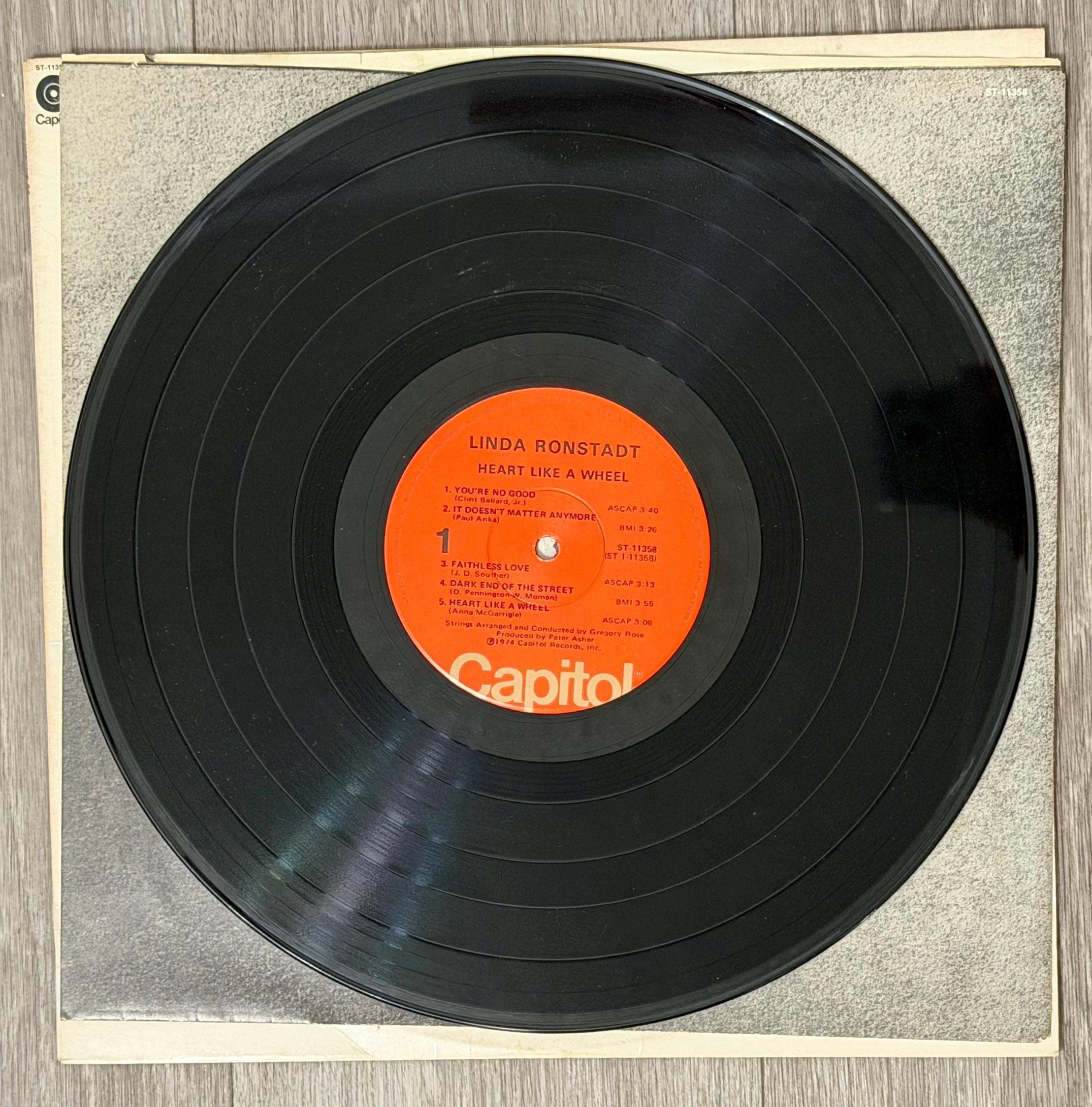 Linda Ronstadt  Heart Like A Wheel (1974)  Vinyl LP  Capitol ST511358  VG Record  G+ Sleeve  Fair Inlay
