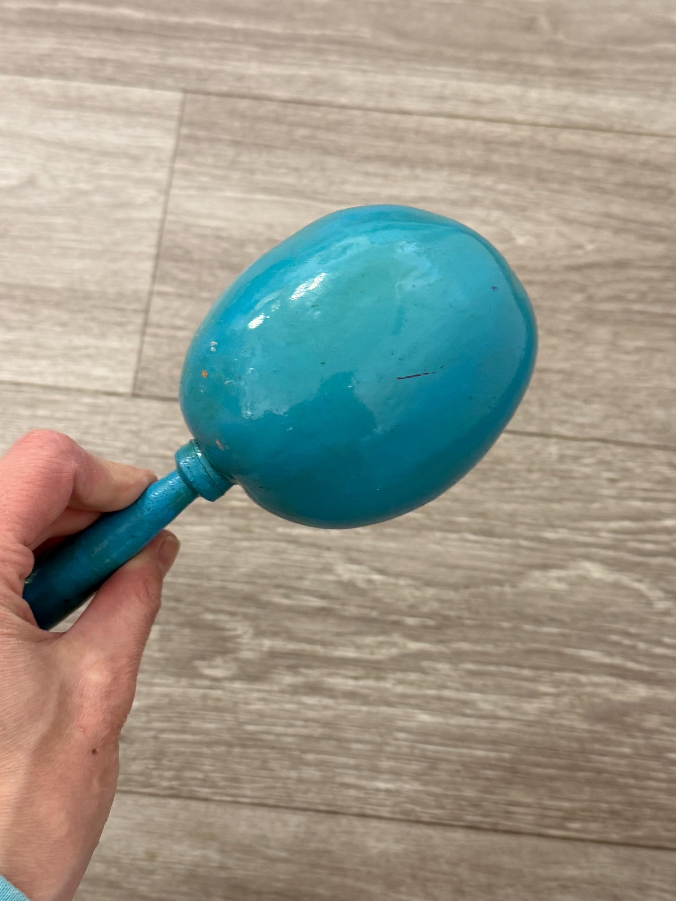 Vintage Painted Rhythm Maraca - Handcrafted Folk Art with Vintage Soul
