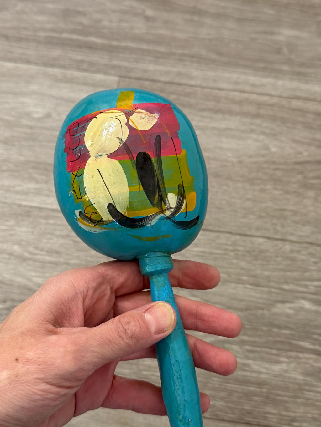 Vintage Painted Rhythm Maraca - Handcrafted Folk Art with Vintage Soul