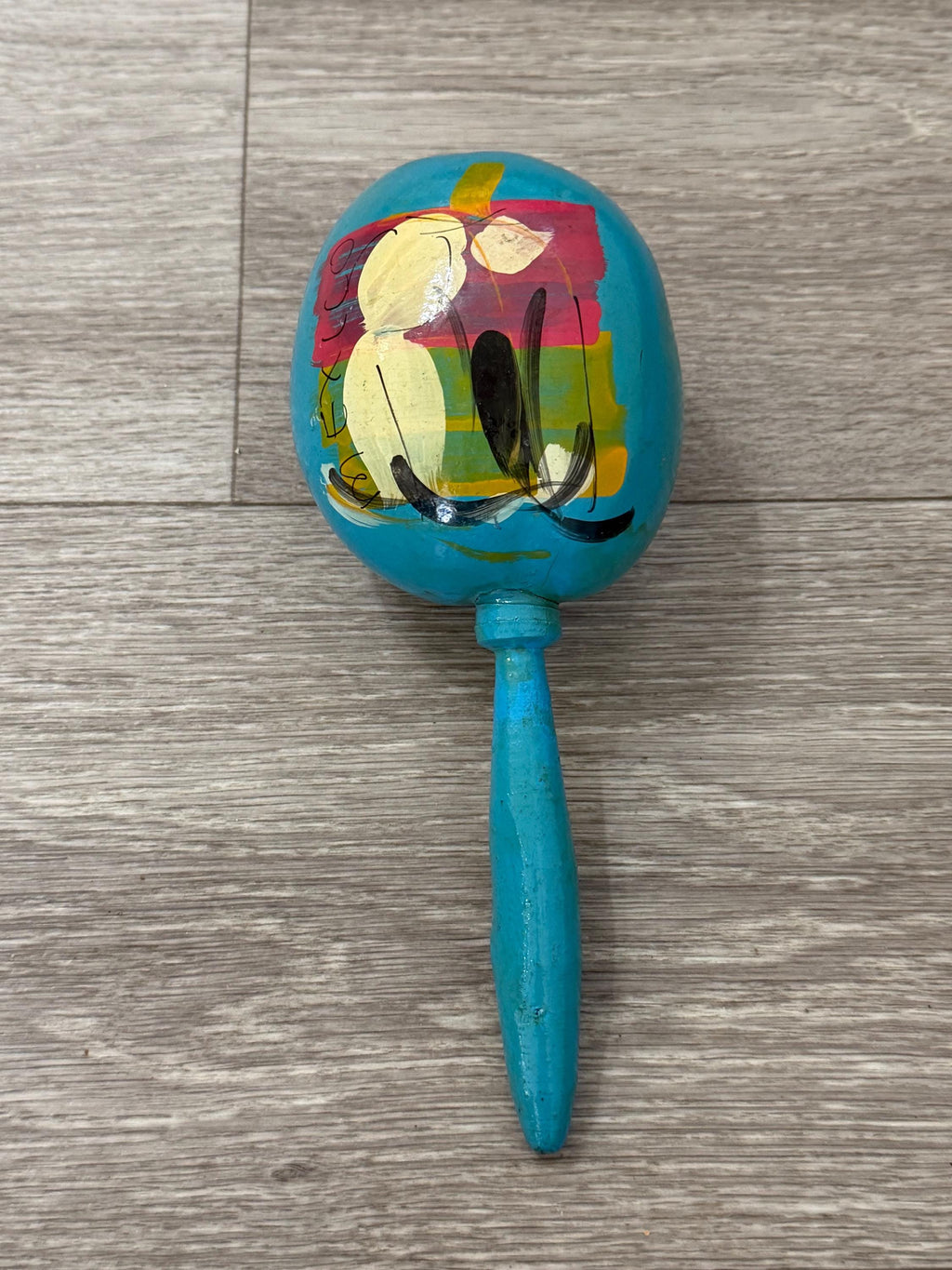 Vintage Painted Rhythm Maraca - Handcrafted Folk Art with Vintage Soul