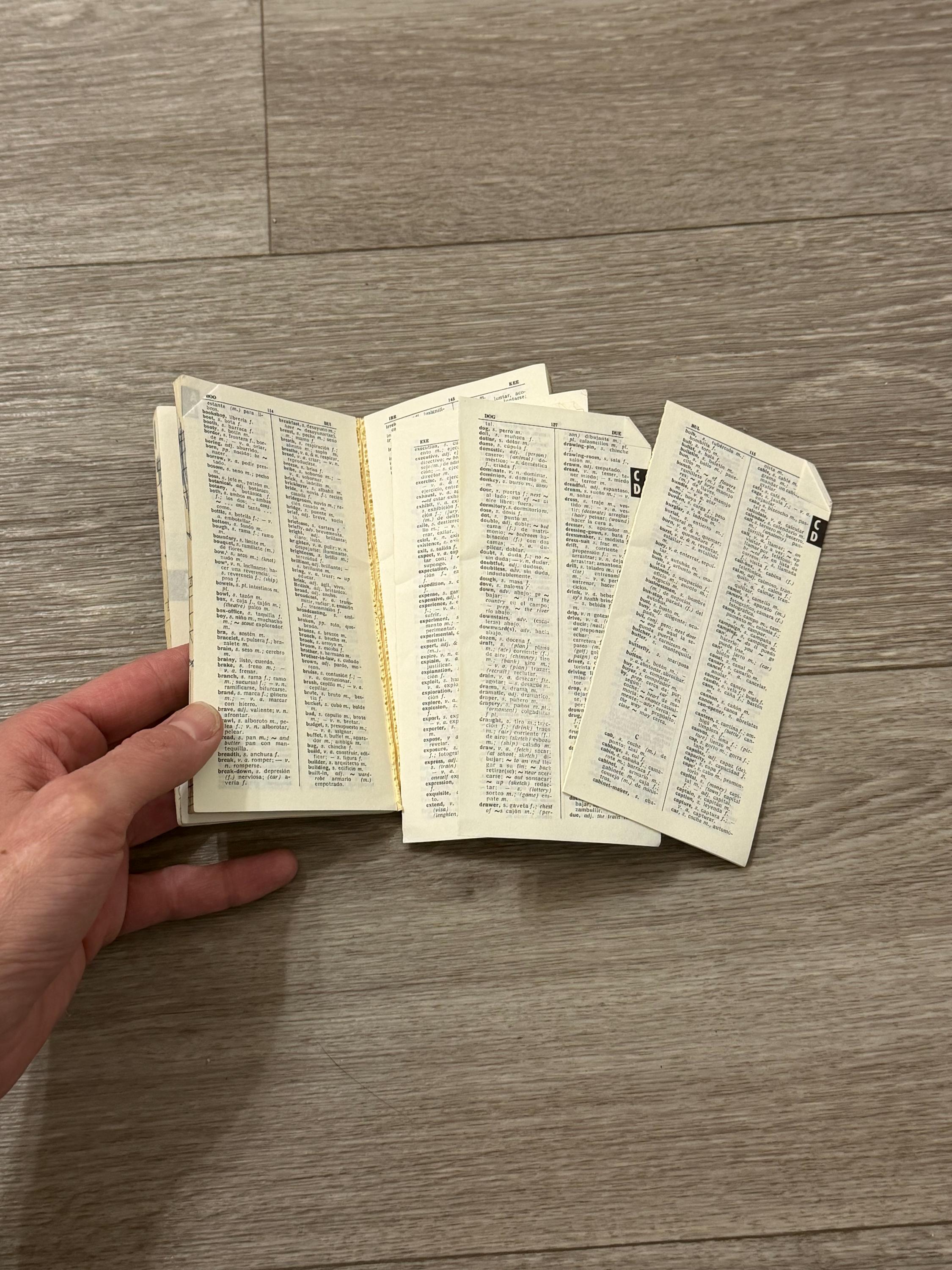1968 Dennison Spanish-English Pocket Dictionary  Vintage Travel Reference  Pages Torn Away (still included) , Bilingual Mini Book