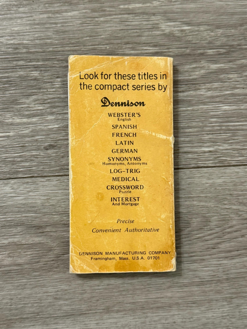 1968 Dennison Spanish-English Pocket Dictionary  Vintage Travel Reference  Pages Torn Away (still included) , Bilingual Mini Book