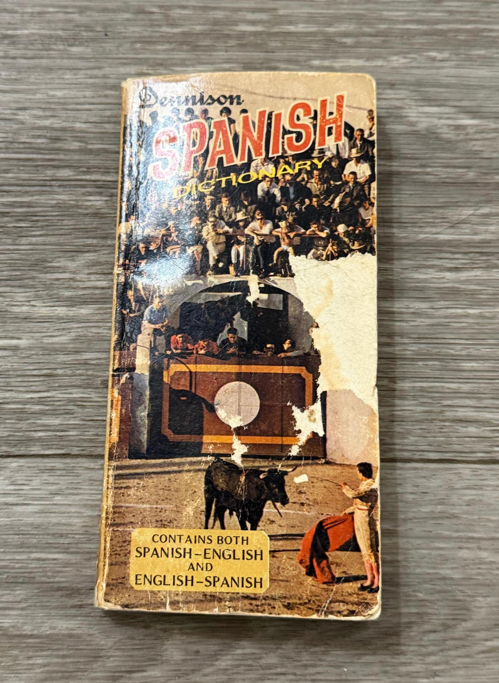 1968 Dennison Spanish-English Pocket Dictionary  Vintage Travel Reference  Pages Torn Away (still included) , Bilingual Mini Book