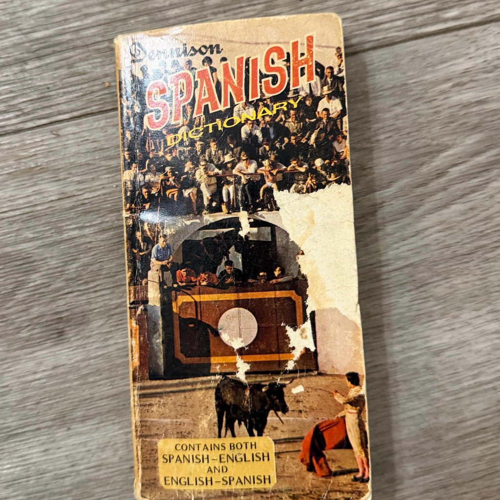 1968 Dennison Spanish-English Pocket Dictionary  Vintage Travel Reference  Pages Torn Away (still included) , Bilingual Mini Book