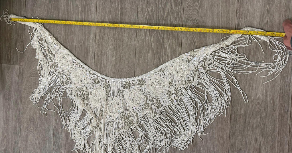 Vintage Beaded Fringe Shawl  Western Fashion Statement Collar