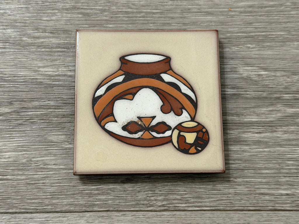 Vintage Cleo Teissedre Hand-Painted Tile  Southwest Pottery Art
