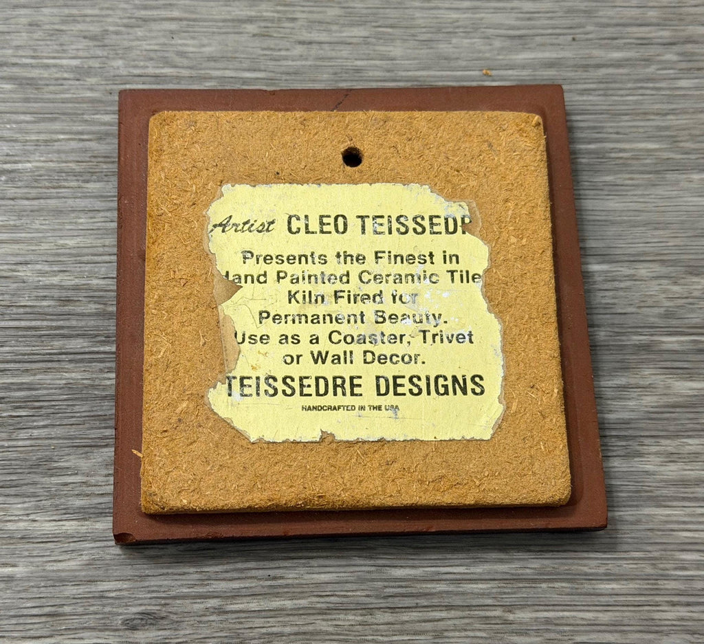 Vintage Cleo Teissedre Hand-Painted Tile  Southwest Pottery Art