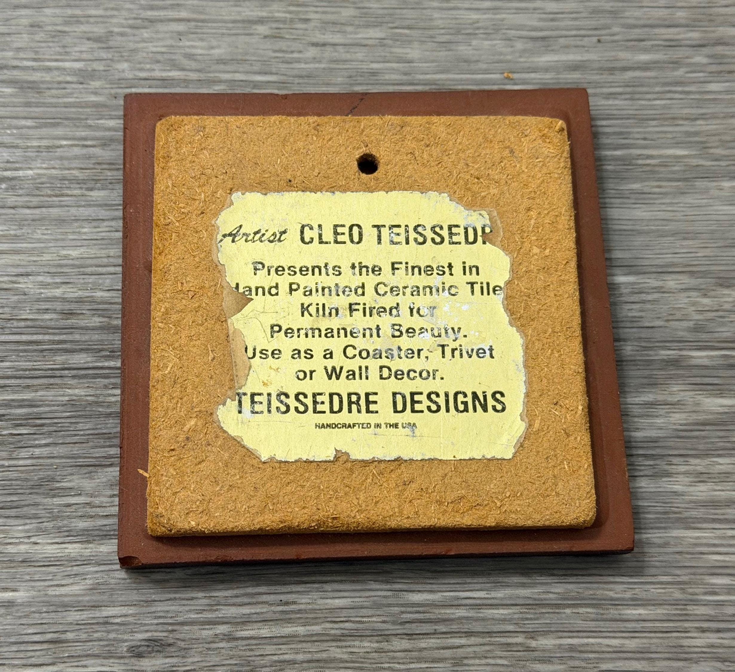 Vintage Cleo Teissedre Hand-Painted Tile  Southwest Pottery Art