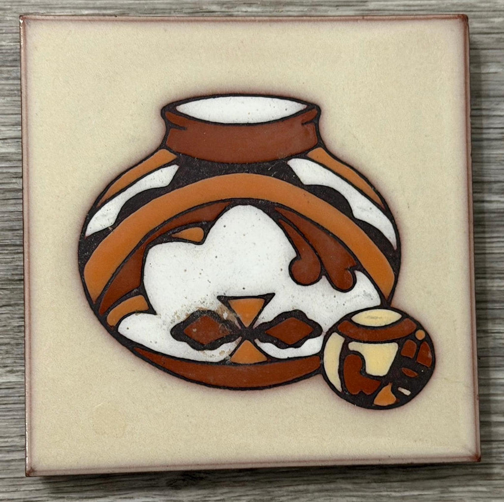 Vintage Cleo Teissedre Hand-Painted Tile  Southwest Pottery Art