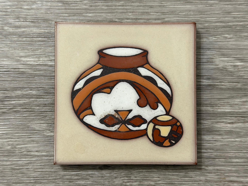 Vintage Cleo Teissedre Hand-Painted Tile  Southwest Pottery Art