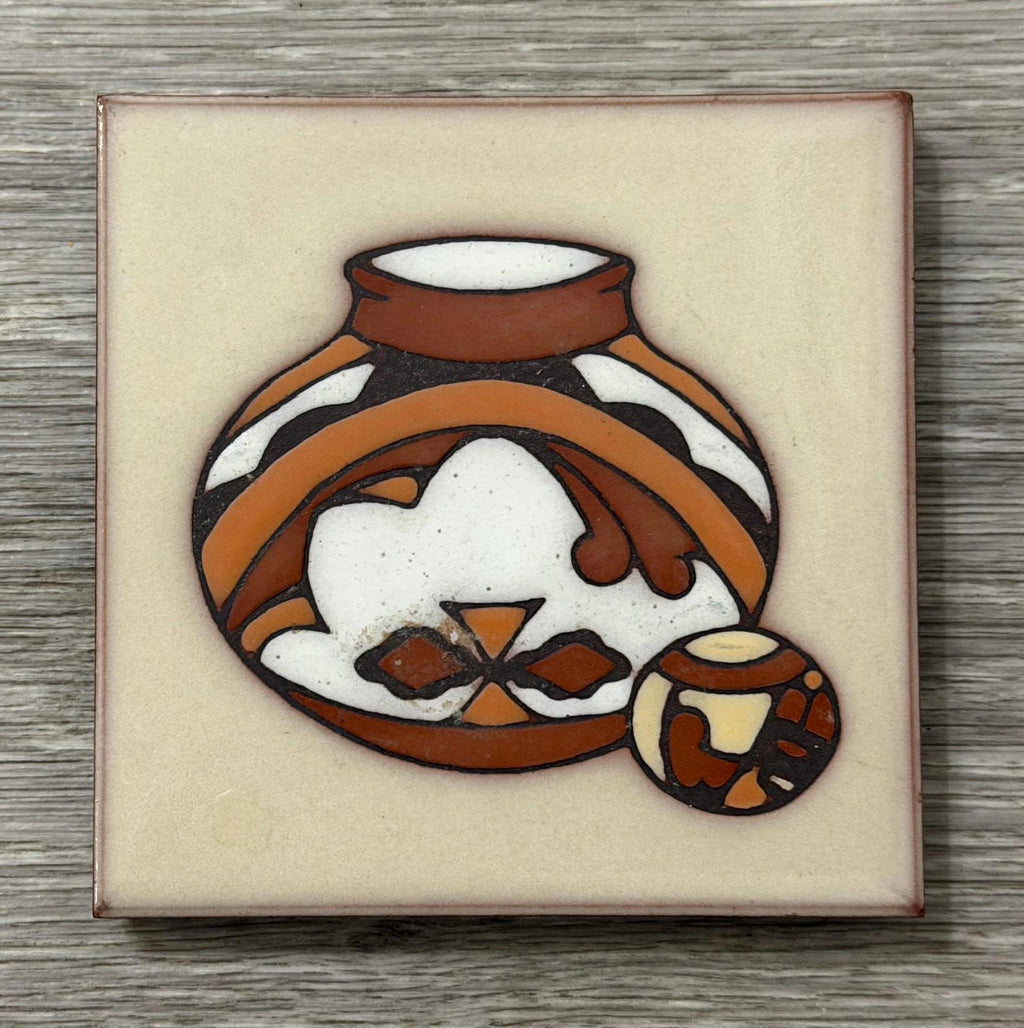 Vintage Cleo Teissedre Hand-Painted Tile  Southwest Pottery Art