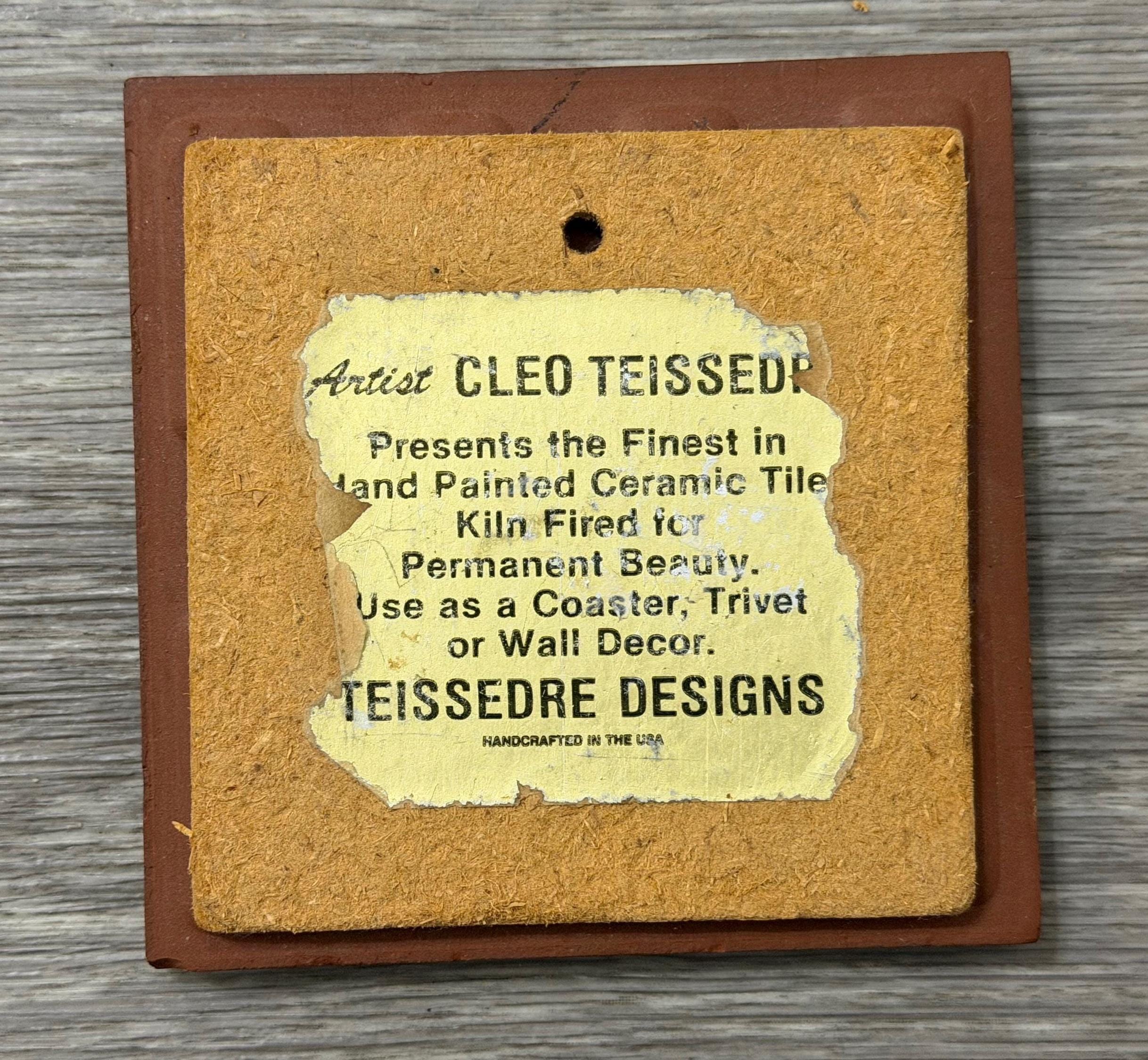 Vintage Cleo Teissedre Hand-Painted Tile  Southwest Pottery Art
