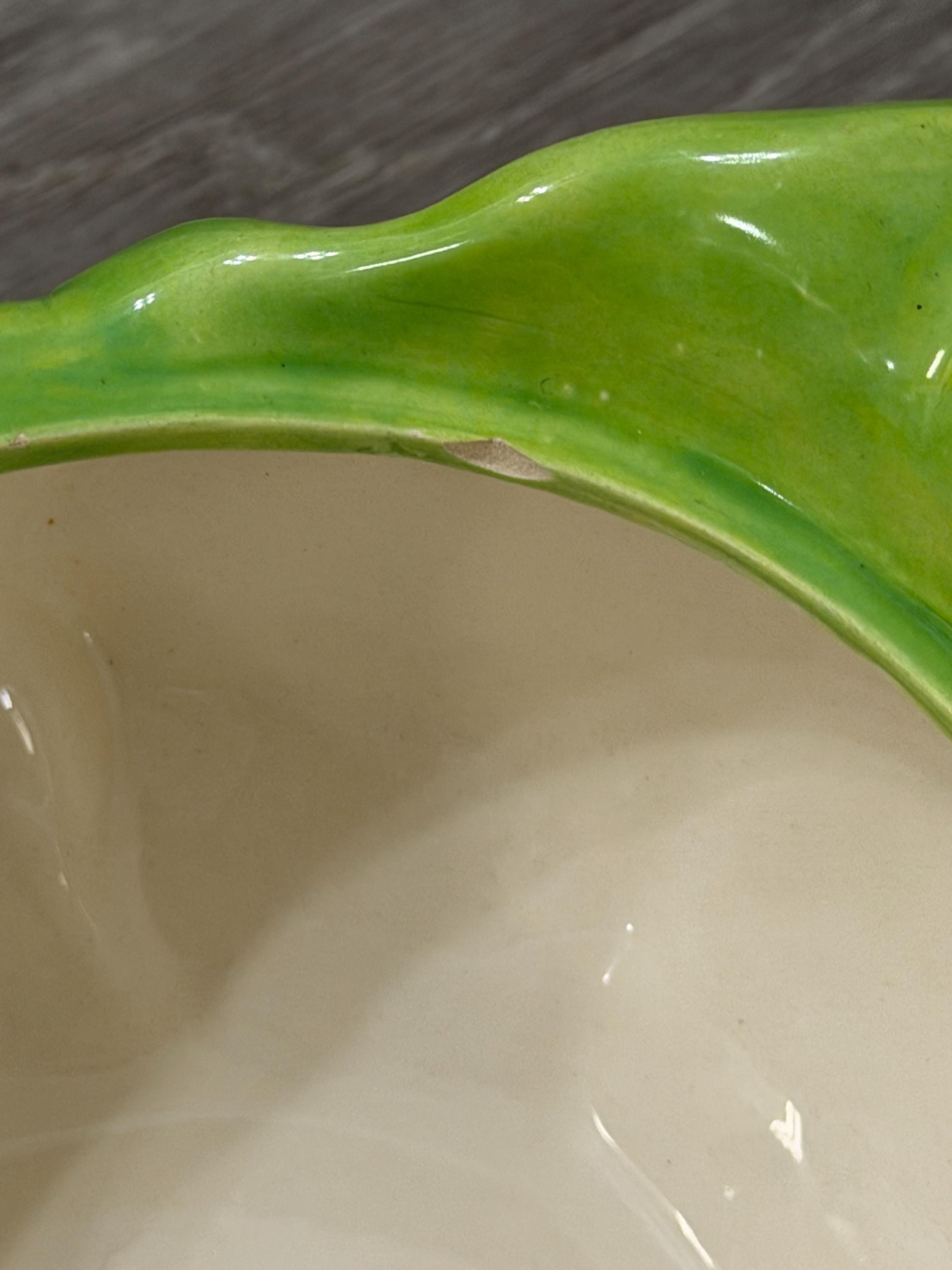 Vintage Holland Mold “Bake & Serve Cabbage Tureen with Lid  Green Ceramic Vegetable Server (Chipped)