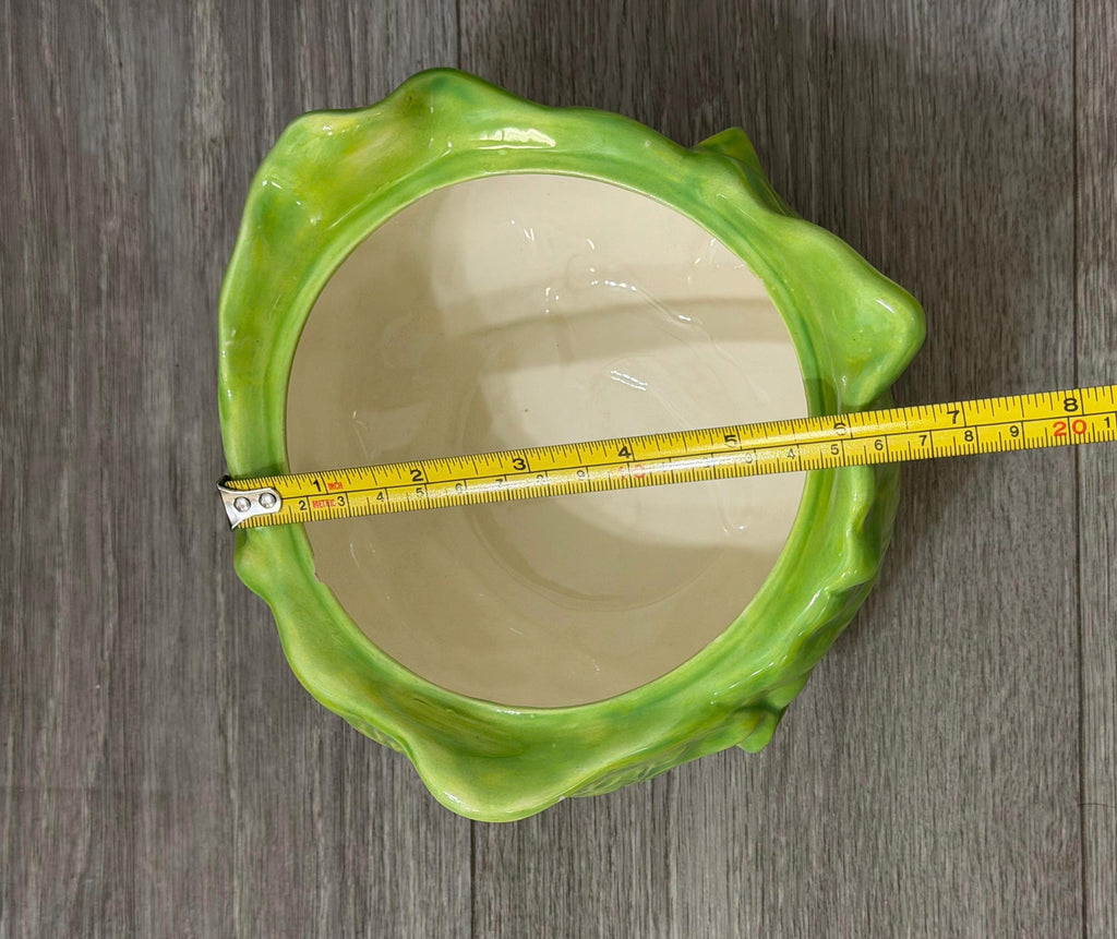 Vintage Holland Mold “Bake & Serve Cabbage Tureen with Lid  Green Ceramic Vegetable Server (Chipped)
