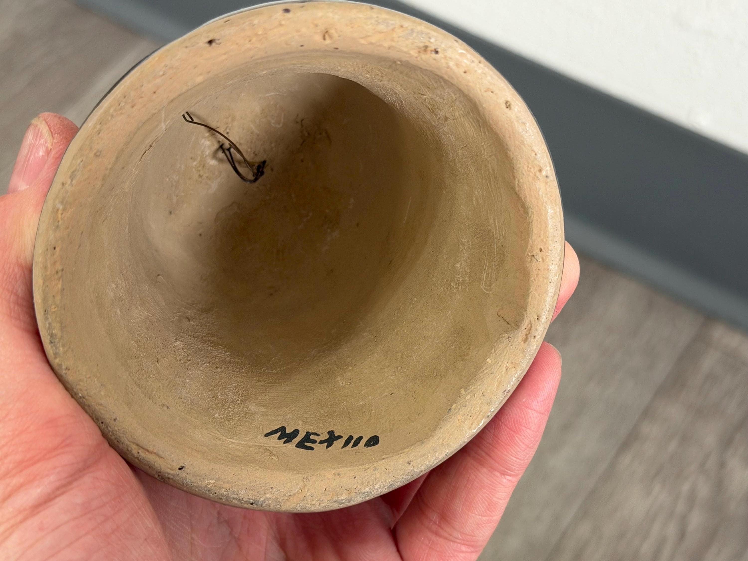 Vintage Handmade Mexican Pottery Bell with Missing Clapper Terracotta Ceramics