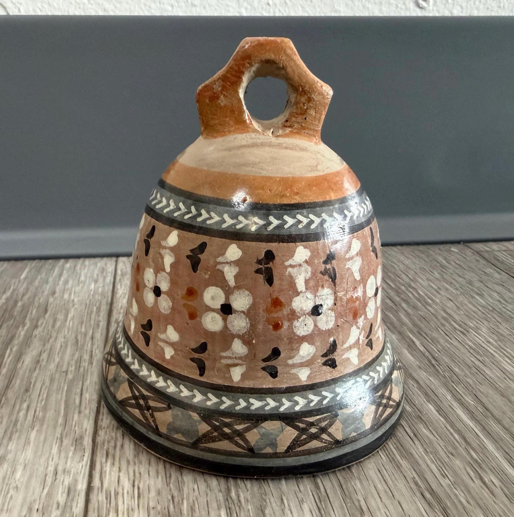 Vintage Handmade Mexican Pottery Bell with Missing Clapper Terracotta Ceramics