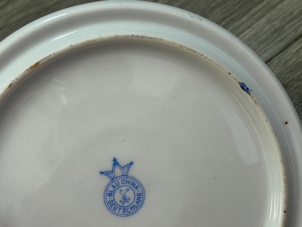 Vintage Blau China Germany Plate  Blue White Floral Porcelain Art