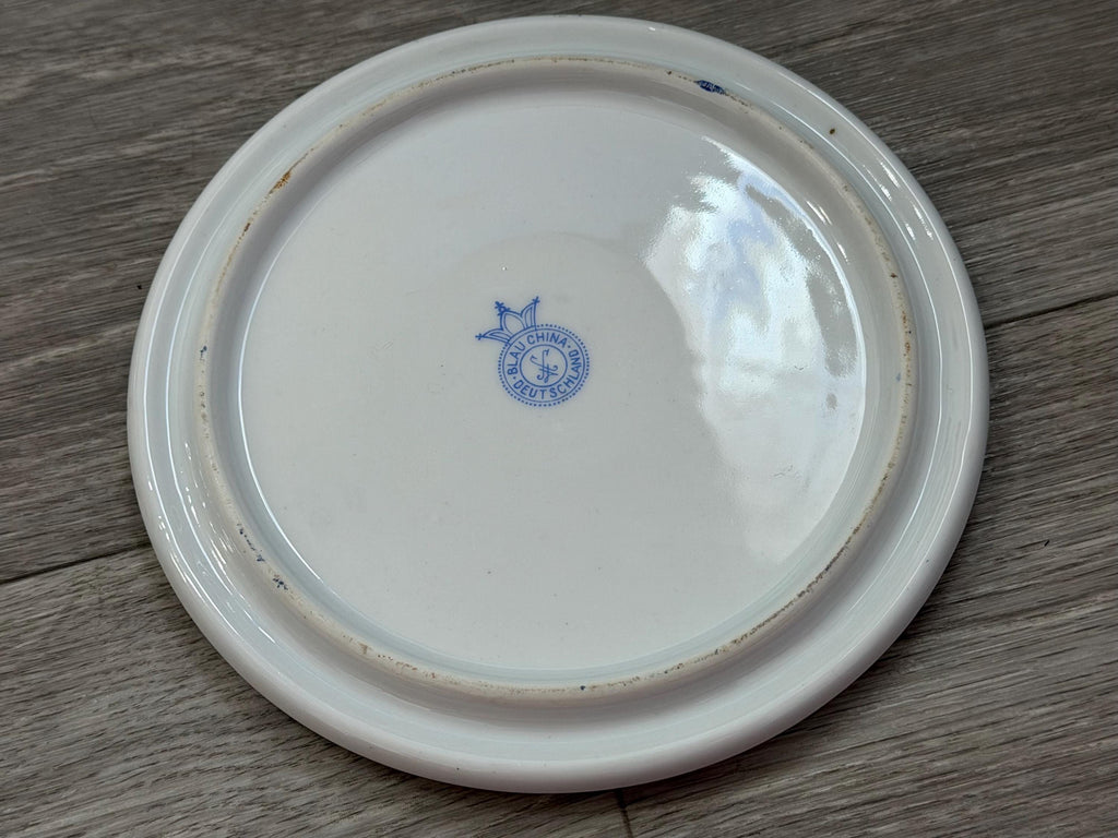 Vintage Blau China Germany Plate  Blue White Floral Porcelain Art