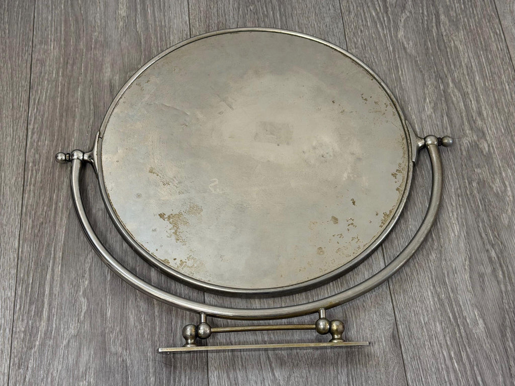 Vintage Art Deco Swivel Vanity Mirror | Chrome, 12" Round Wall Mount Makeup Mirror