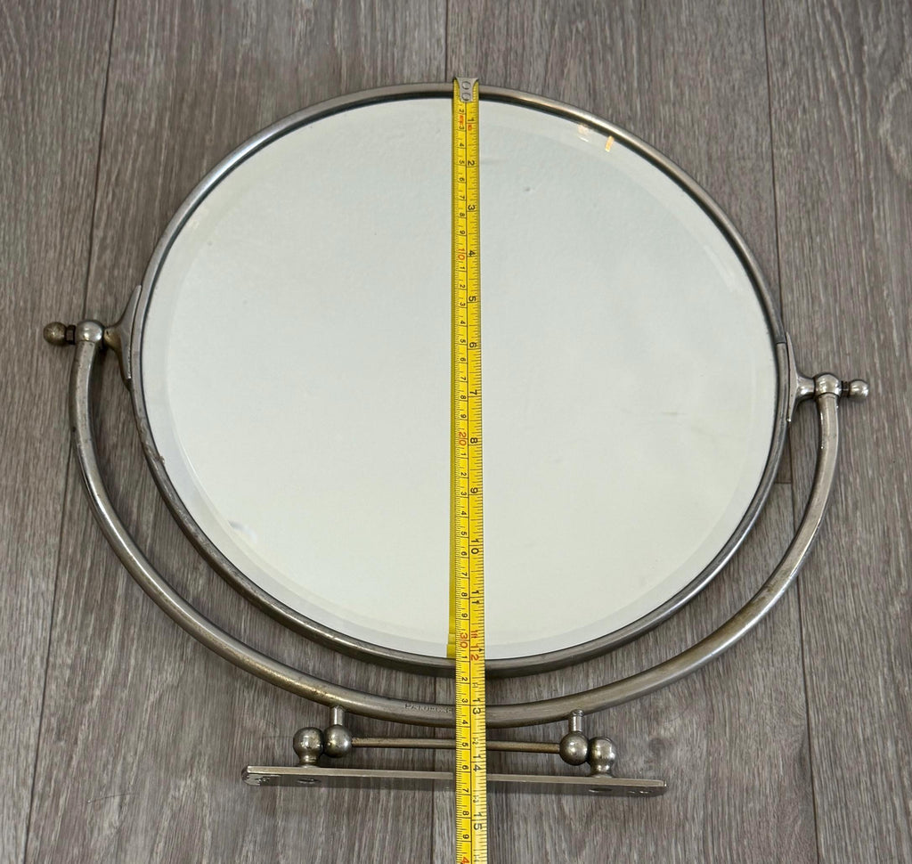 Vintage Art Deco Swivel Vanity Mirror | Chrome, 12" Round Wall Mount Makeup Mirror