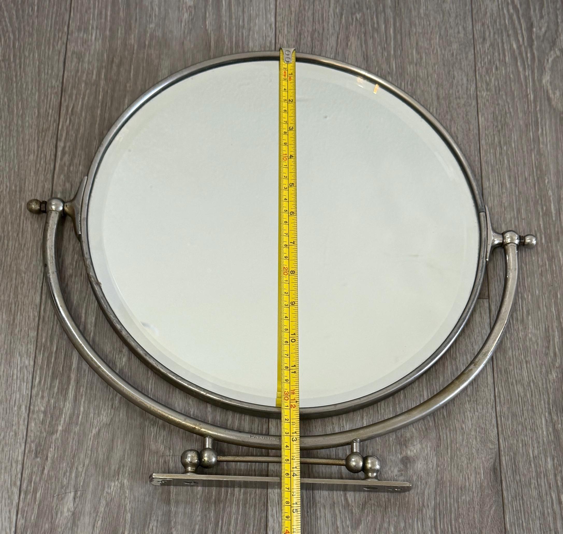 Vintage Art Deco Swivel Vanity Mirror | Chrome, 12" Round Wall Mount Makeup Mirror