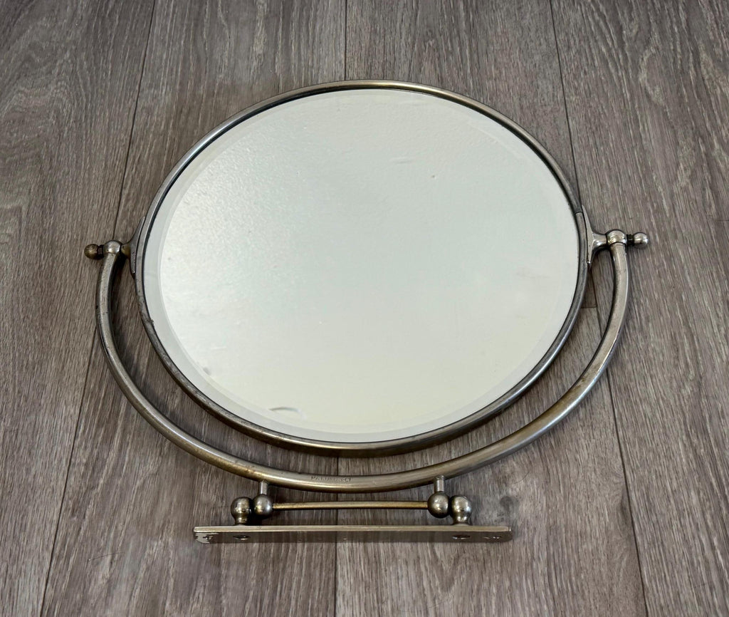 Vintage Art Deco Swivel Vanity Mirror | Chrome, 12" Round Wall Mount Makeup Mirror